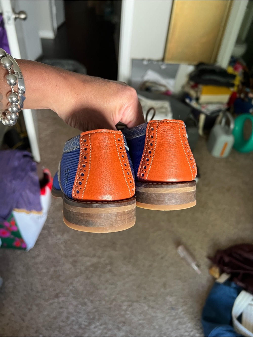 Fly London Metallic Blue Wingtip Oxfords - Picture 5 of 7